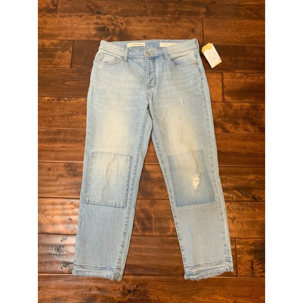 Pilcro Anthropologie Hyphen Mid-Rise Boyfriend Cropped Light Wash Jeans, Size 27
